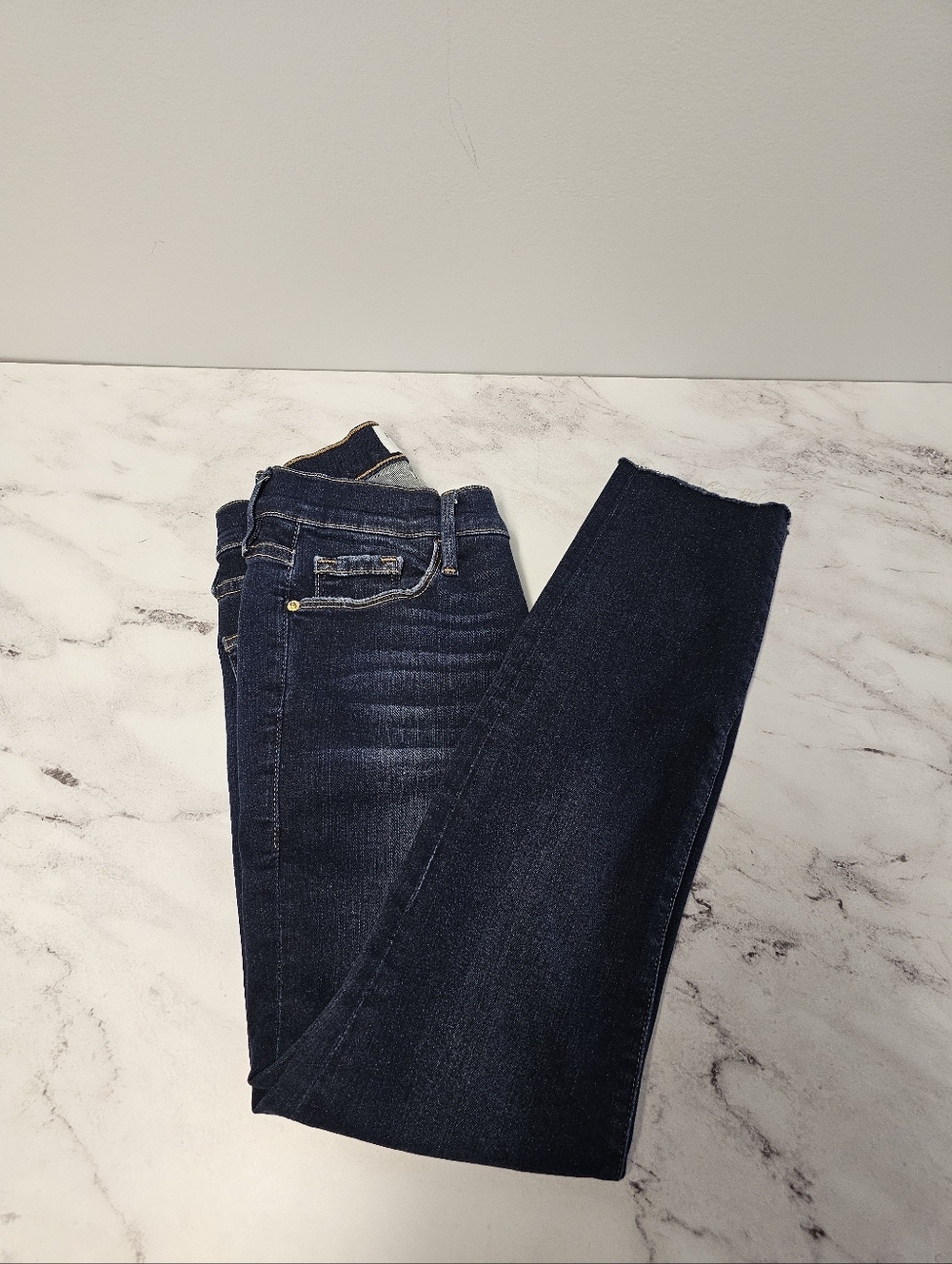 Frame Denim Le Skinny De Jeanne Mid Rise Blue Skinny Jeans 25 Preowned - Picture 4 of 8